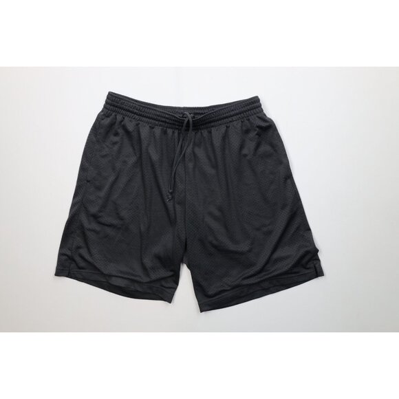 Vtg Y2K Streetwear Mens Large Blank Mesh Above Knee Gym Basketball Shorts Gray - Picture 1 of 11